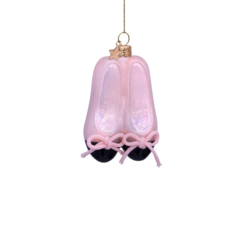 Pink Ballet Shoes Glass Christmas Hanging Decoration