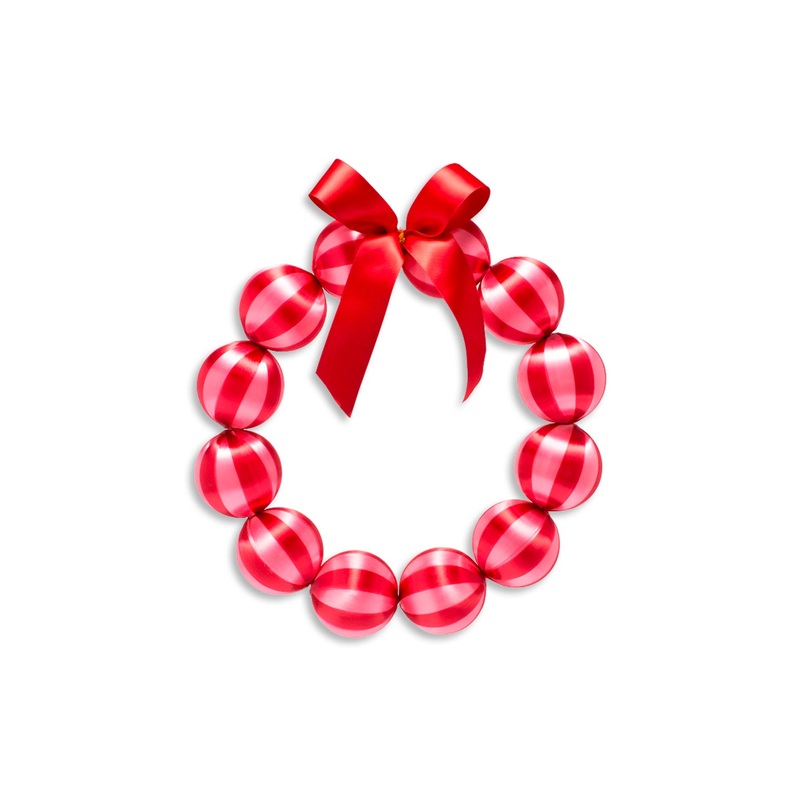 Red Light Peach Pink Christmas Wreath 35.5cm