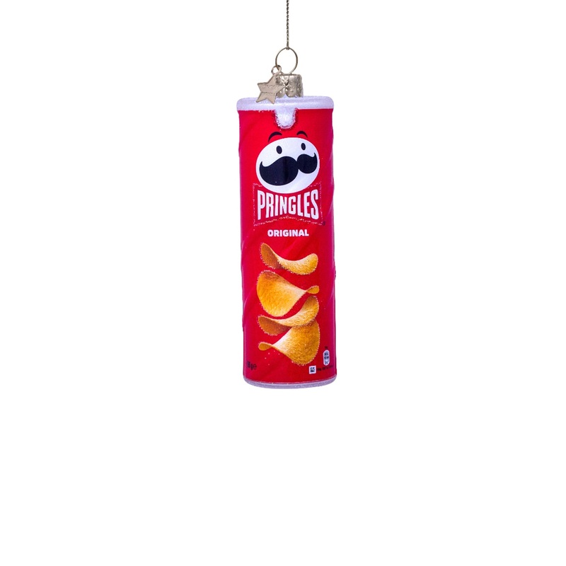 Red Pringles Glass Christmas Hanging Decoration