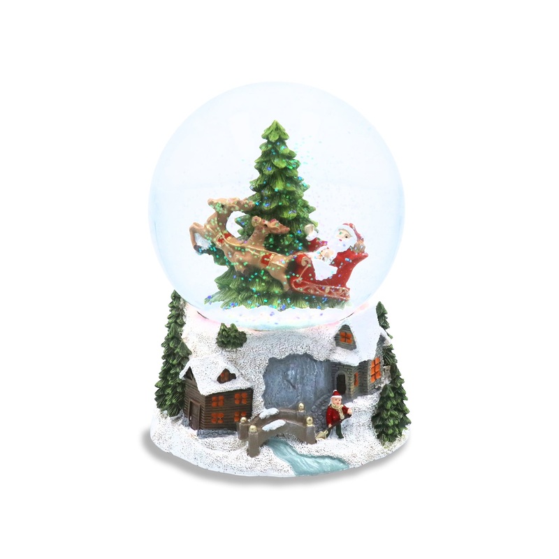 Santa in Sleigh Musical Snow Dome