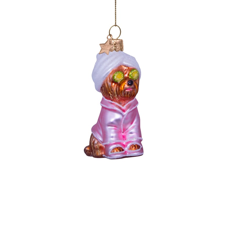 Selfcare Dog Glass Christmas Hanging Decoration