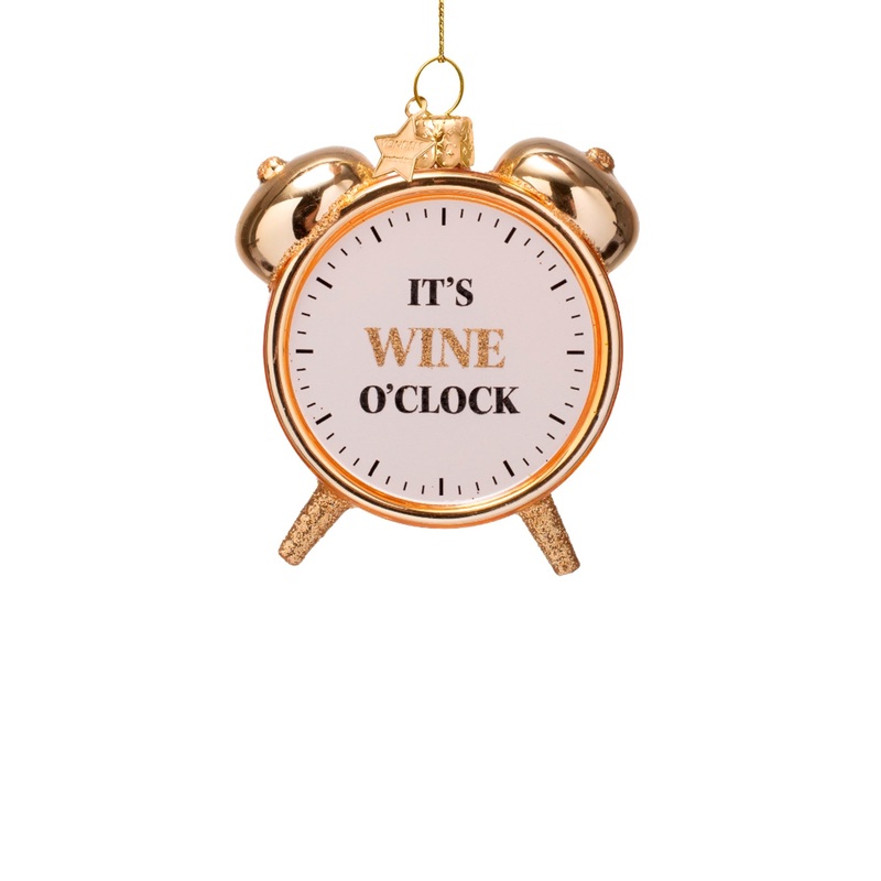 Shiny Gold Wine O'Clock Alarm Glass Christmas Hanging Decoration