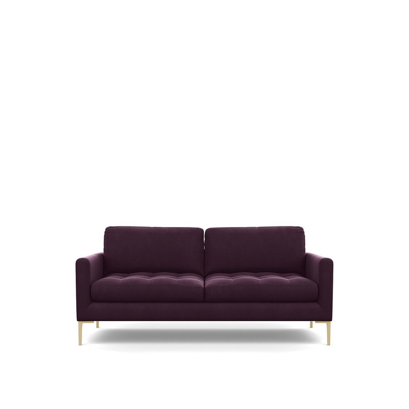Heals Eton 3-Seater Sofa Cotton Velvet Grape Brass Feet