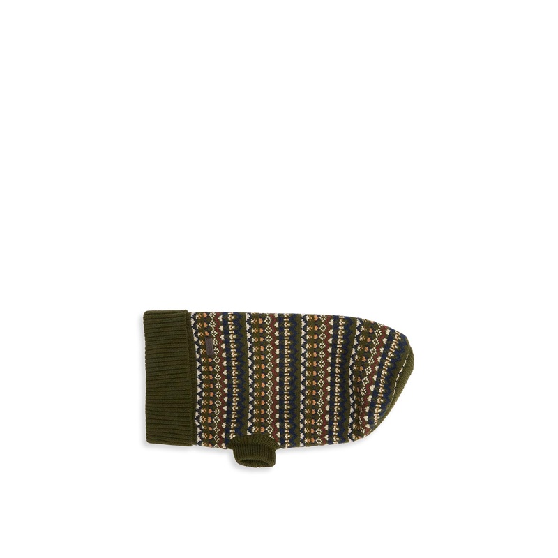 Barbour Marlow Fair Isle Dog Jumper Olive Medium