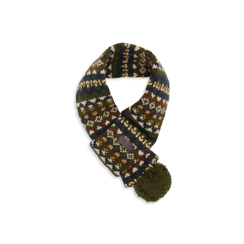 Barbour Marlow Fair Isle Dog Scarf Olive Small/Medium