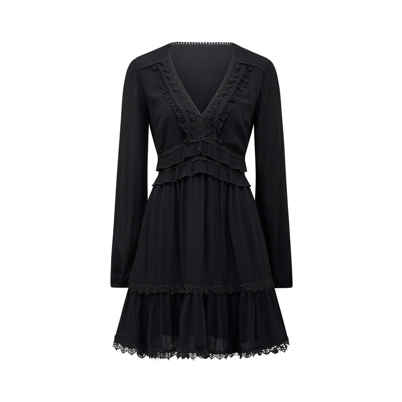 Elsa Trim Mini Dress Black