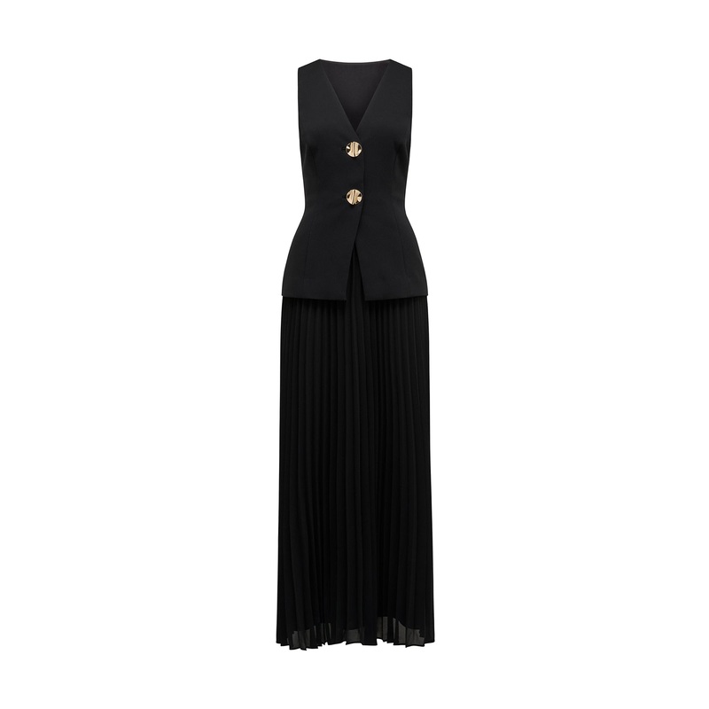 Larissa Pleated Maxi Dress Black