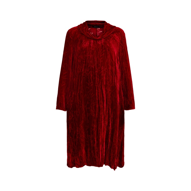 Leaf Print Devor Dress Cherry Red