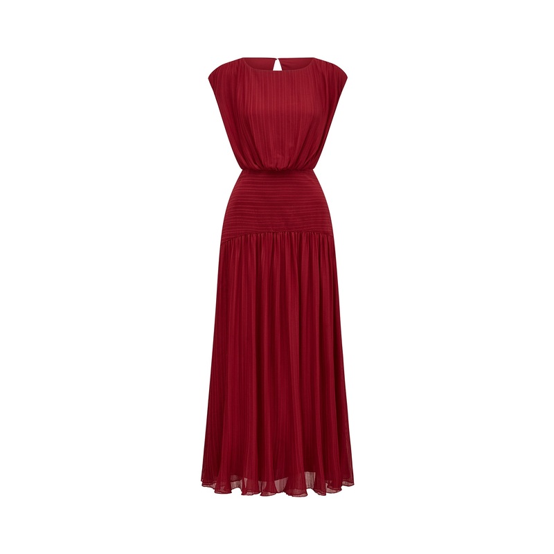Lila Crinkle Maxi Dress Red