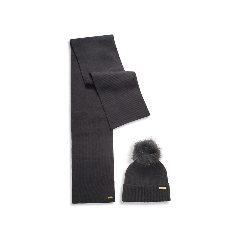 Mallory Beanie and Scarf Set Black