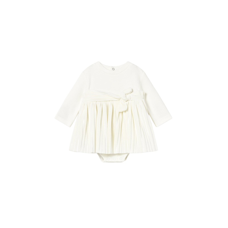 Mayoral Matched Bow Romper Natural