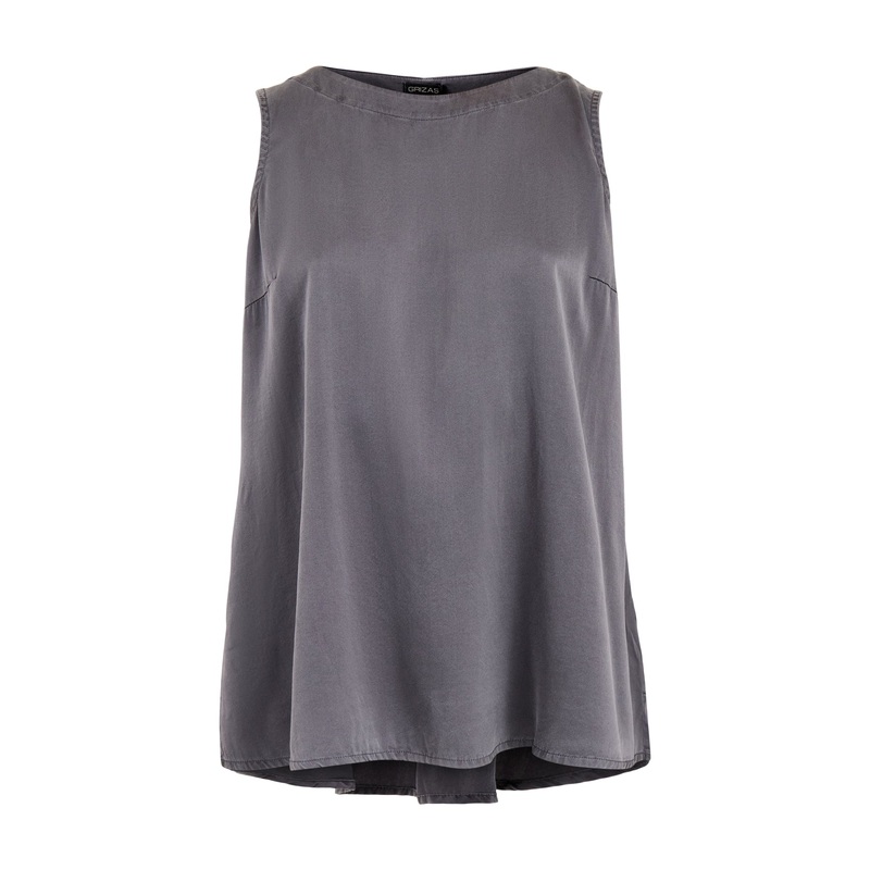 Silk Sleeveless Top Black Silver