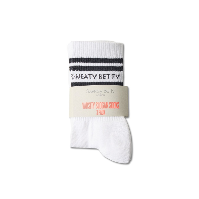 Varsity Slogan Socks White Black