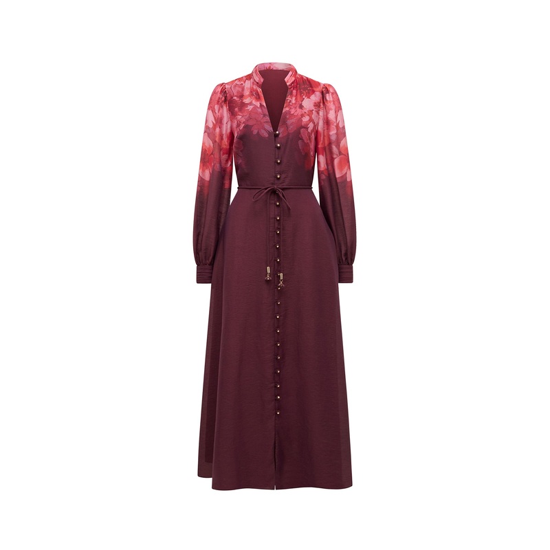 Camilla Long Sleeve Printed Midi Dress Multi