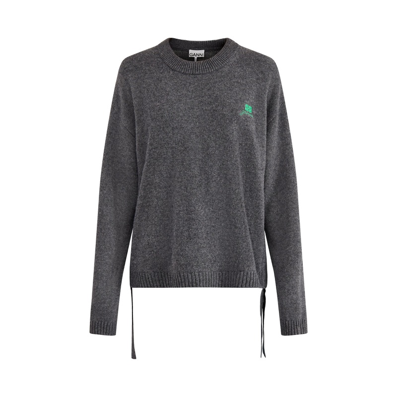 Future Wool Mix Oversized O-Neck Charcoal Grey