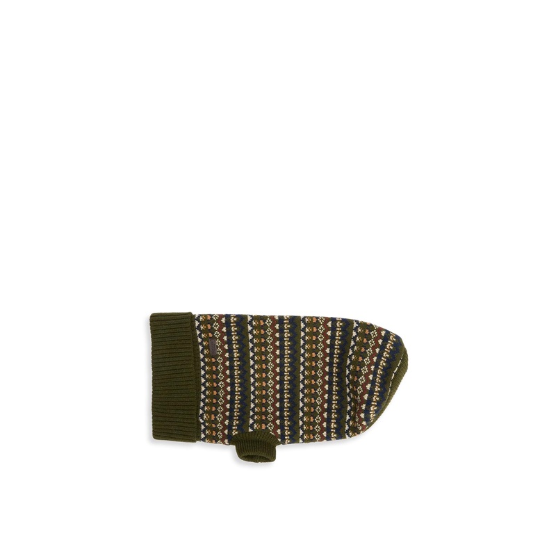 Marlow Fair Isle Dog Jumper Olive Small