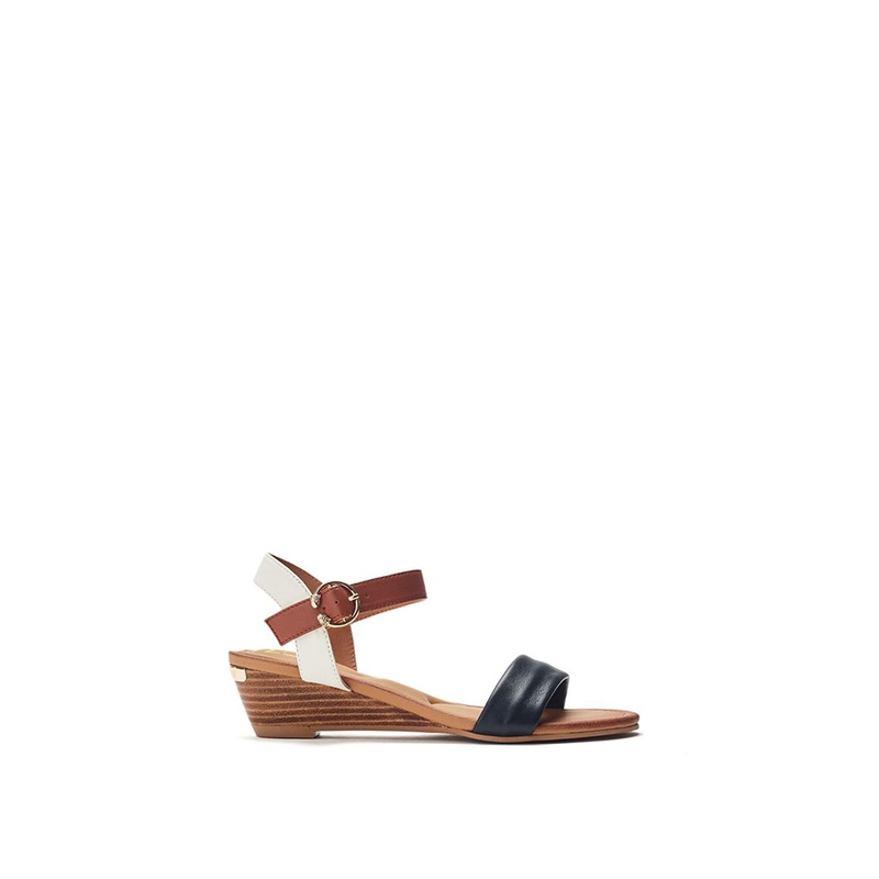 Mayapple Leather Heeled Sandals Navy
