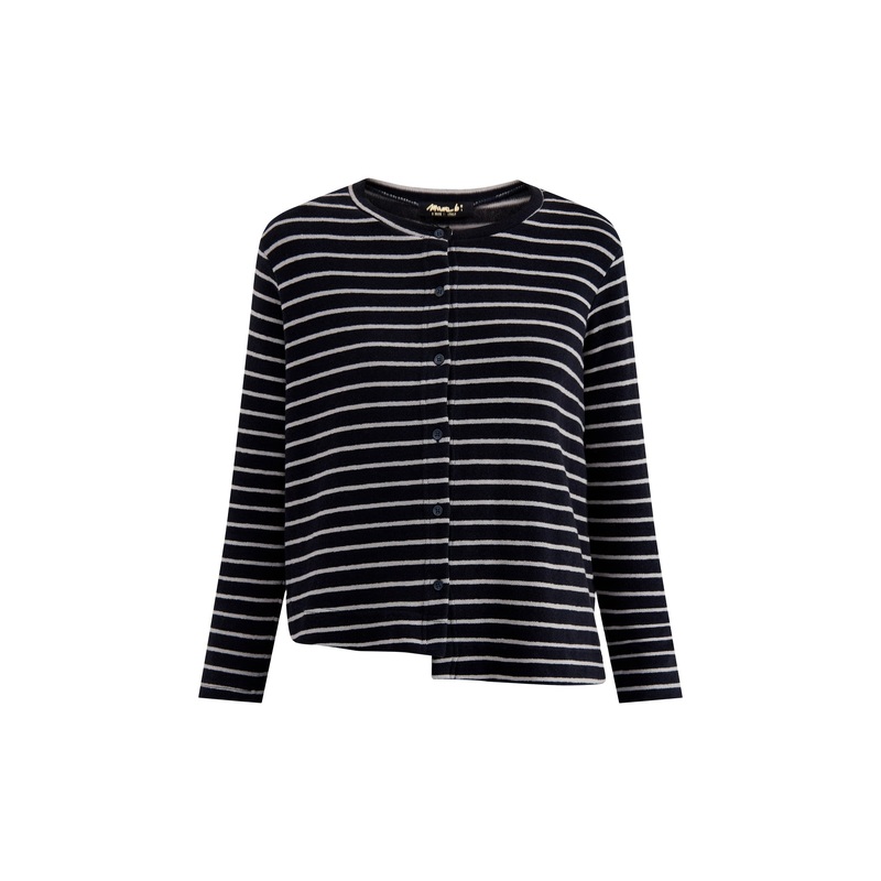 Asymmetric Stripe Cardigan Navy