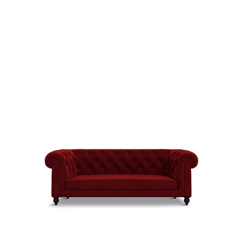 Heals Fitzrovia 3-Seater Sofa Smart Luxe Velvet Mulberry