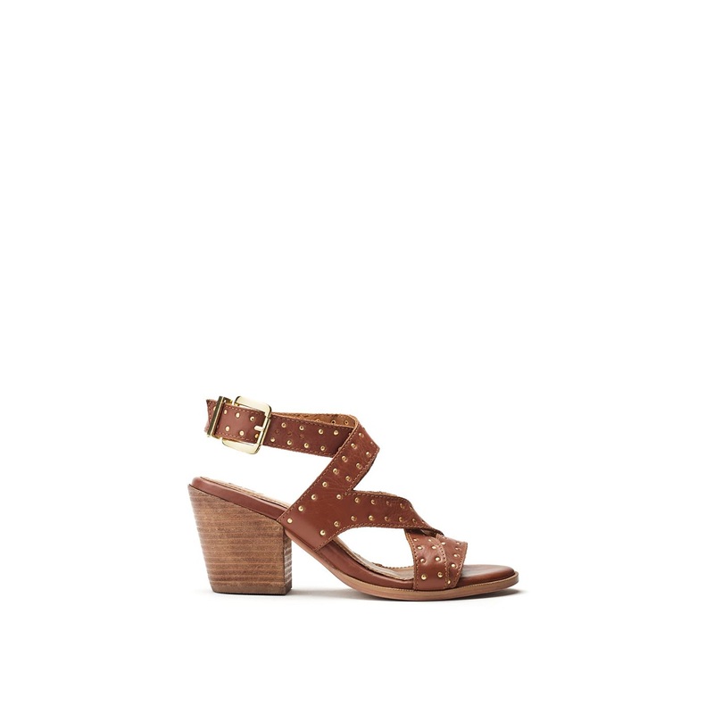 Mayley Heeled Leather Sandals Tan