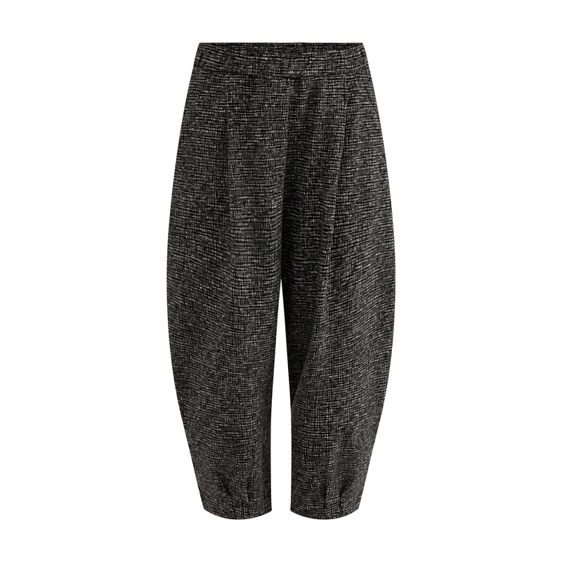 Textured Barrel Leg Trousers Black