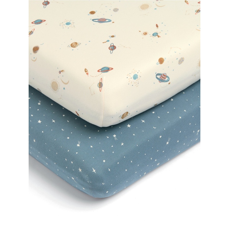 Two Cot Bed Fitted Sheets Planets Space