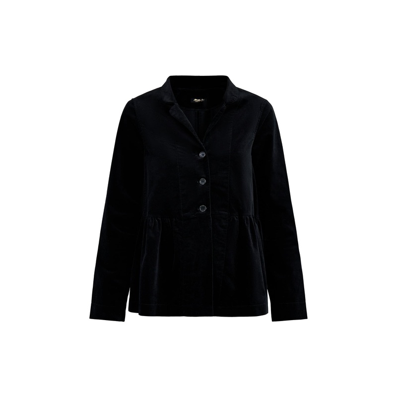 Velvet Peplum Blazer Black