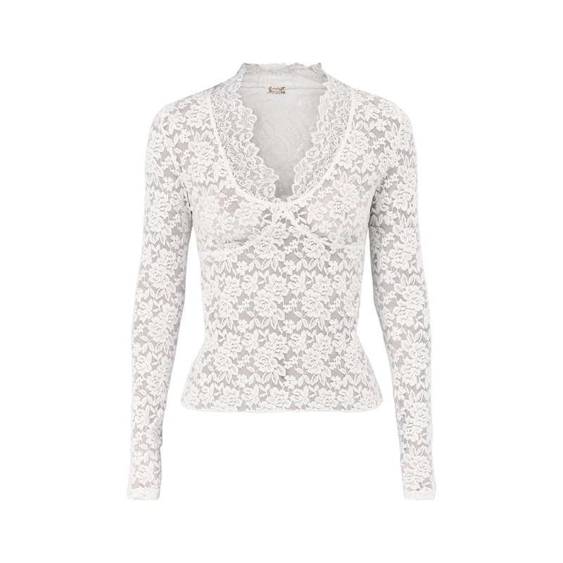 All Day Lace Long Sleeve Top Ivory