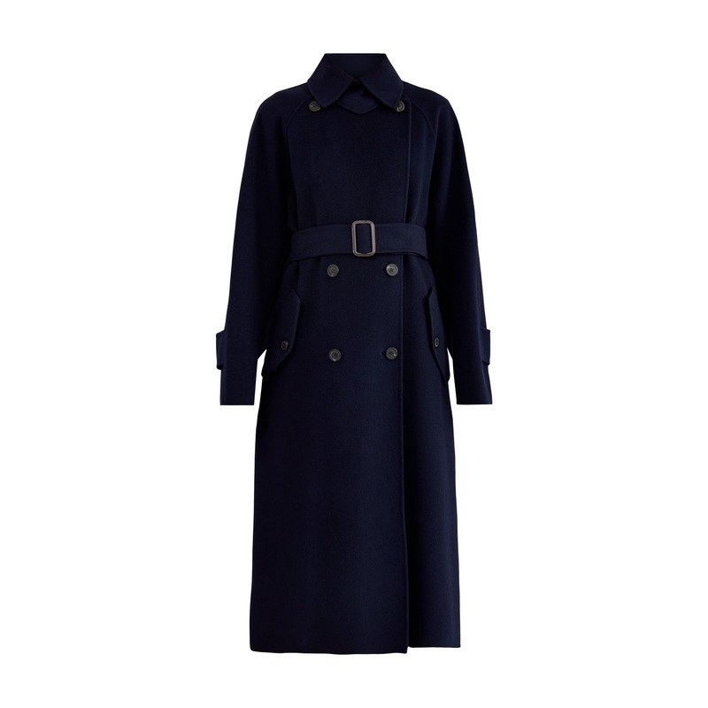 Cadine Long Wool Coat Navy