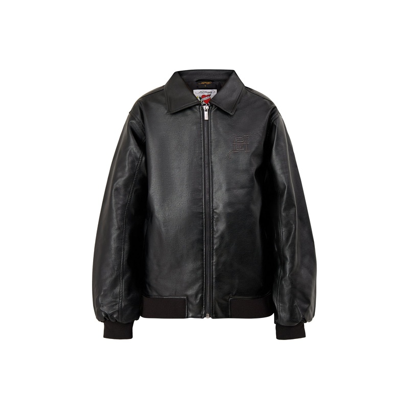 Cobra Embossed Vegan Leather Jacket Black