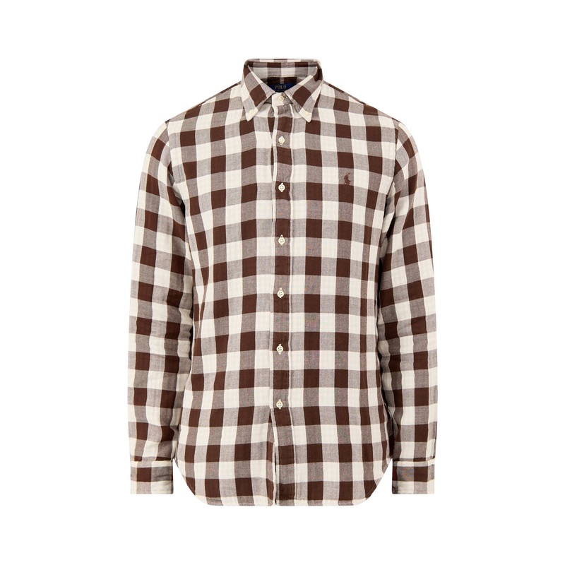 Double-Face Check Shirt Cream Brown