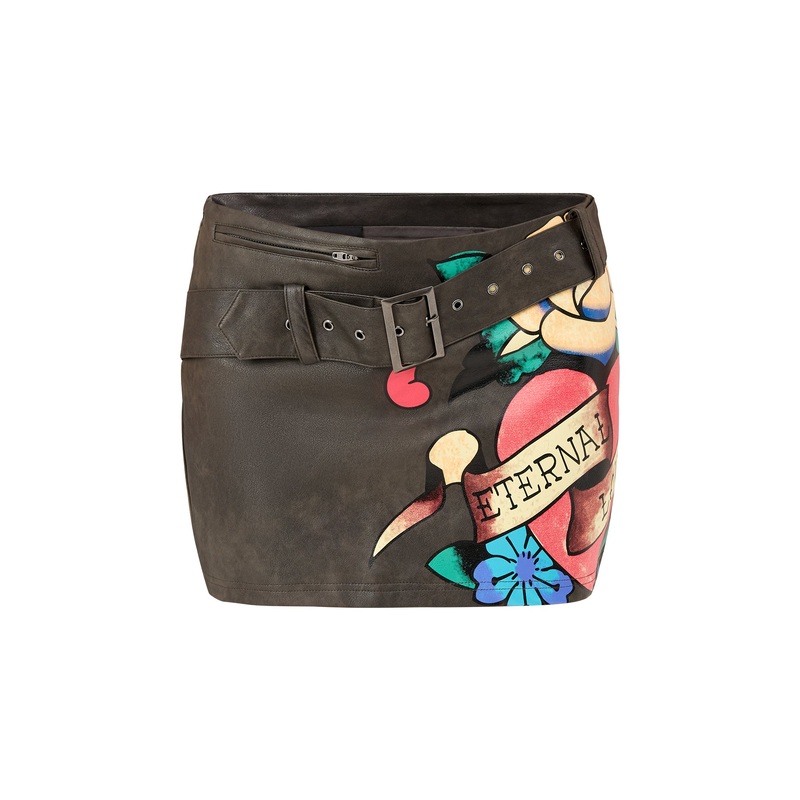 Eternal Love Mini Vegan Leather Skirt Black