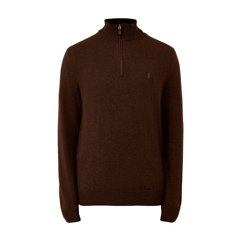 Half-Zip Merino Wool Jumper Cacao Brown