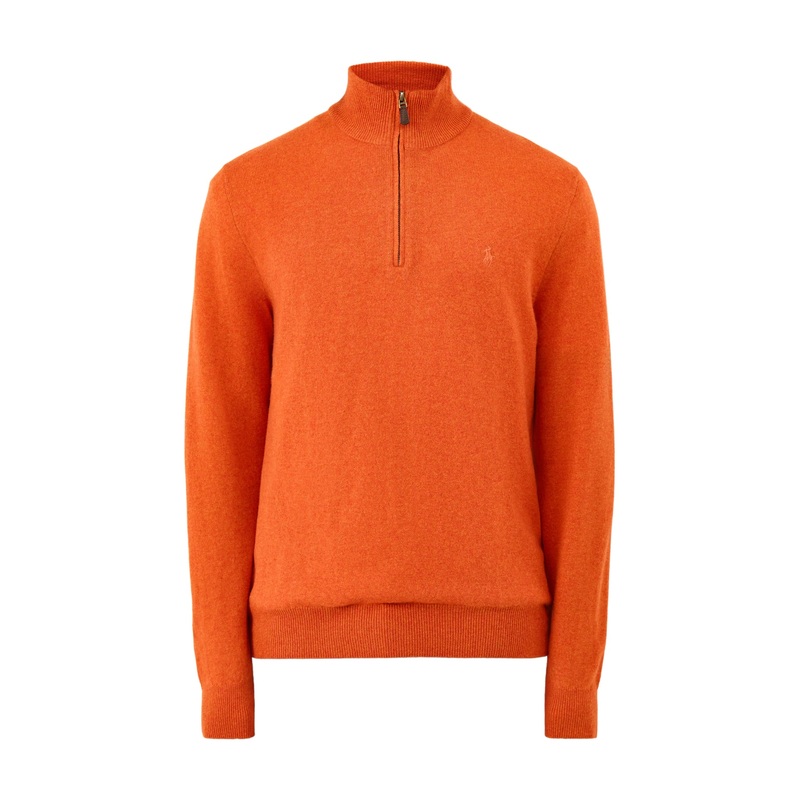 Half-Zip Merino Wool Jumper Jaffa Orange