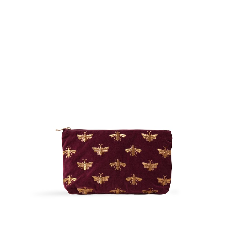 Honey Bee Velvet Everyday Pouch Plum