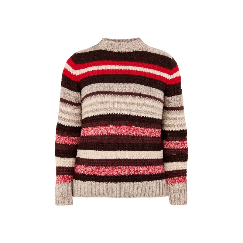 Ilde Stripe Crew Neck Knit Red
