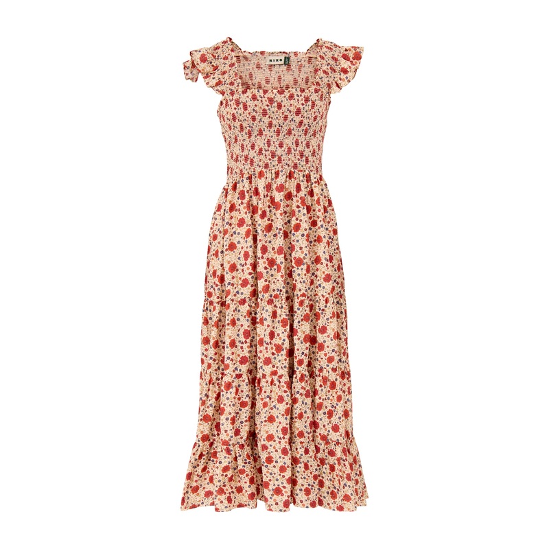 Kendall Floral Midi Dress Cream