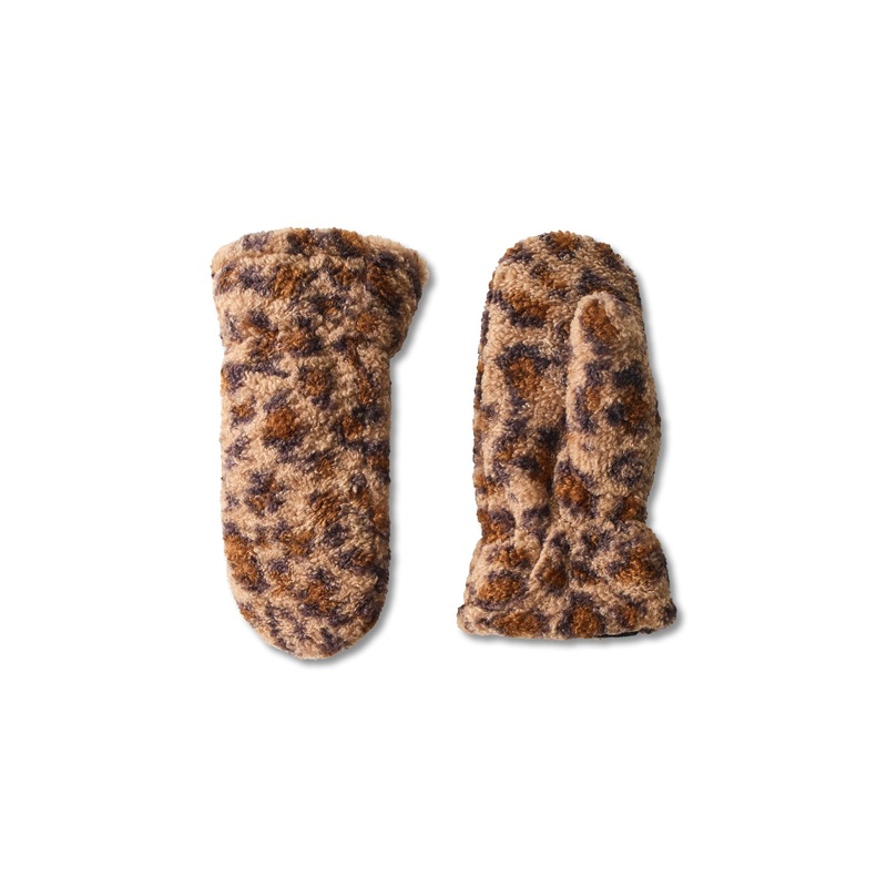 Netty Leopard Mittens Brown