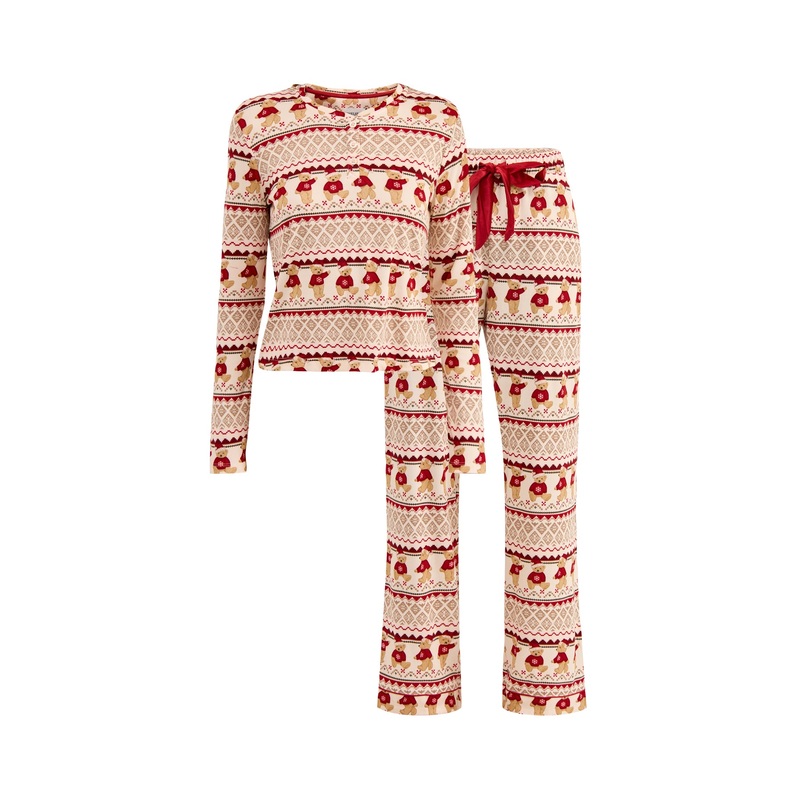 Christmas Bear Pyjama Set Off White