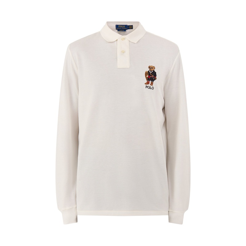 Holiday Bear Long Sleeve Polo Cream