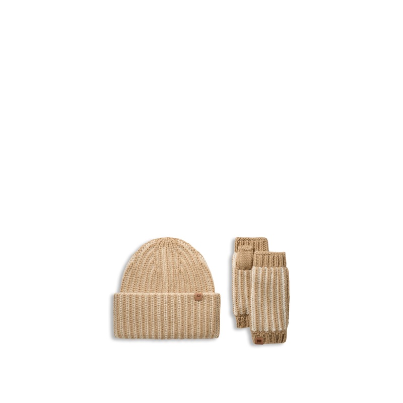 Plaited Hat and Scarf Gift set Cream M