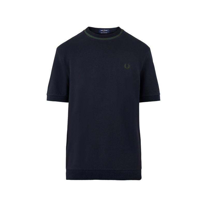 Crew Neck Pique T-Shirt Navy