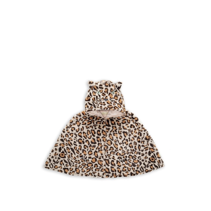 Girls Leopard Dress-Up Fluffy Cape 310 Years Brown