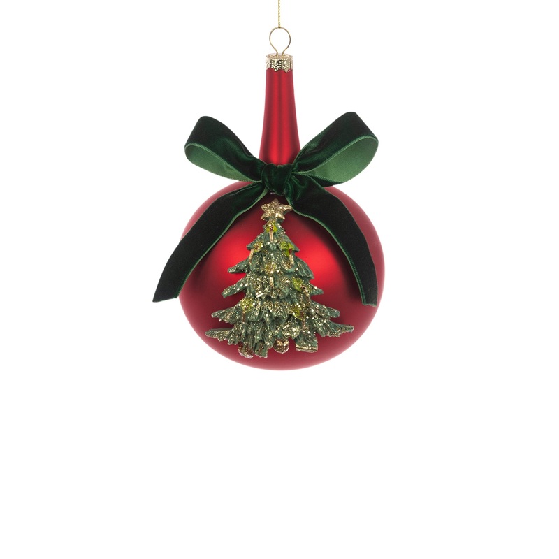 Glass Tree Bauble 10cm Red