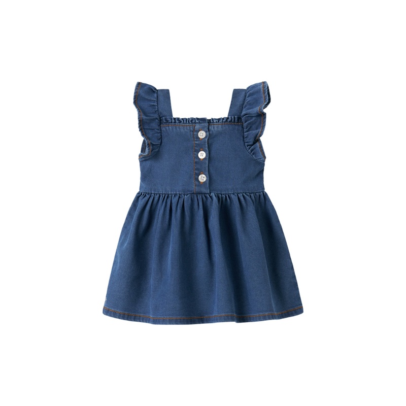 Morgan Denim Frill Dress Blue