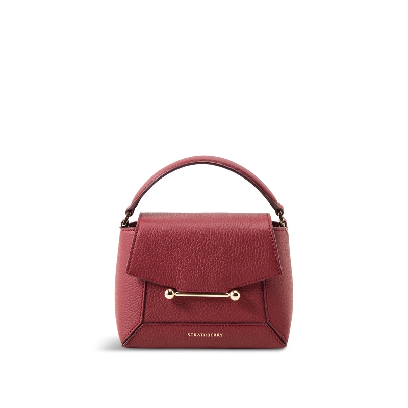 Mosaic Nano Grain Leather Crossbody Bag Oxblood