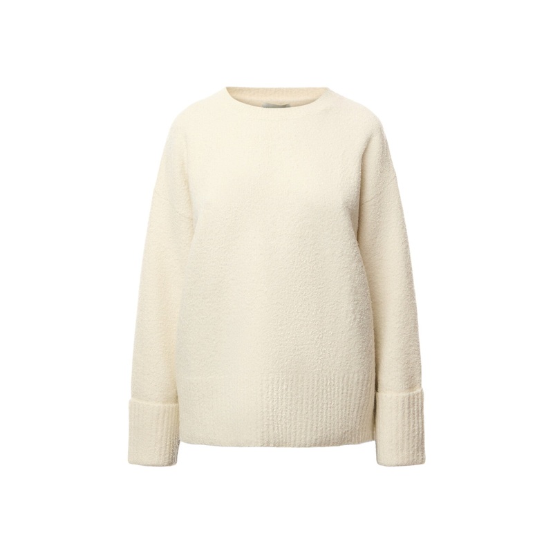 Oversized Borg Fleece Funnel Neck Jumper Cream