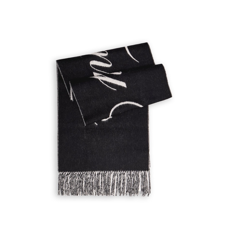 Script Logo Soft Knit Scarf Black