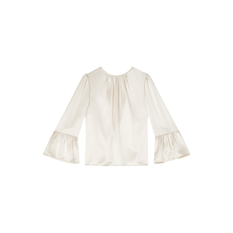 Agnes Birch Satin Top With Frill Cuff