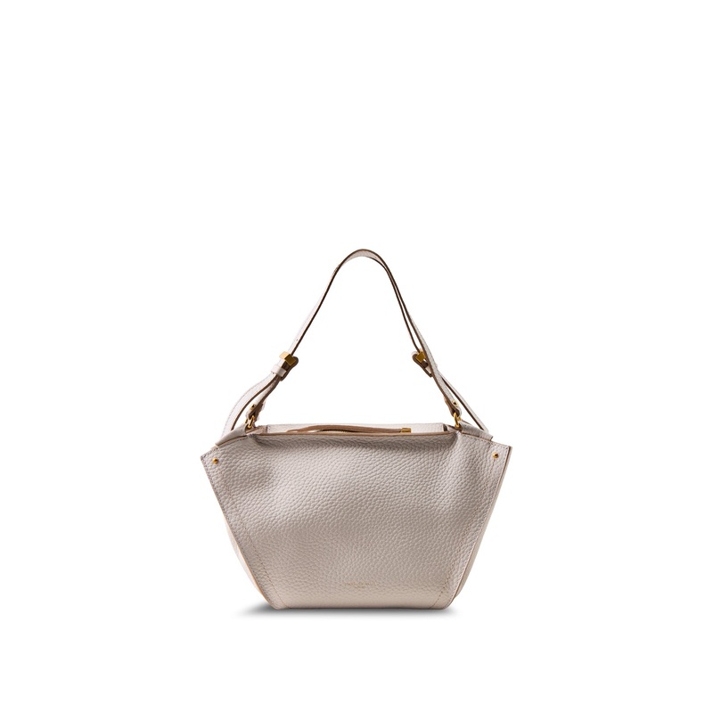 Bloom Structured Leather Tote Bag Beige